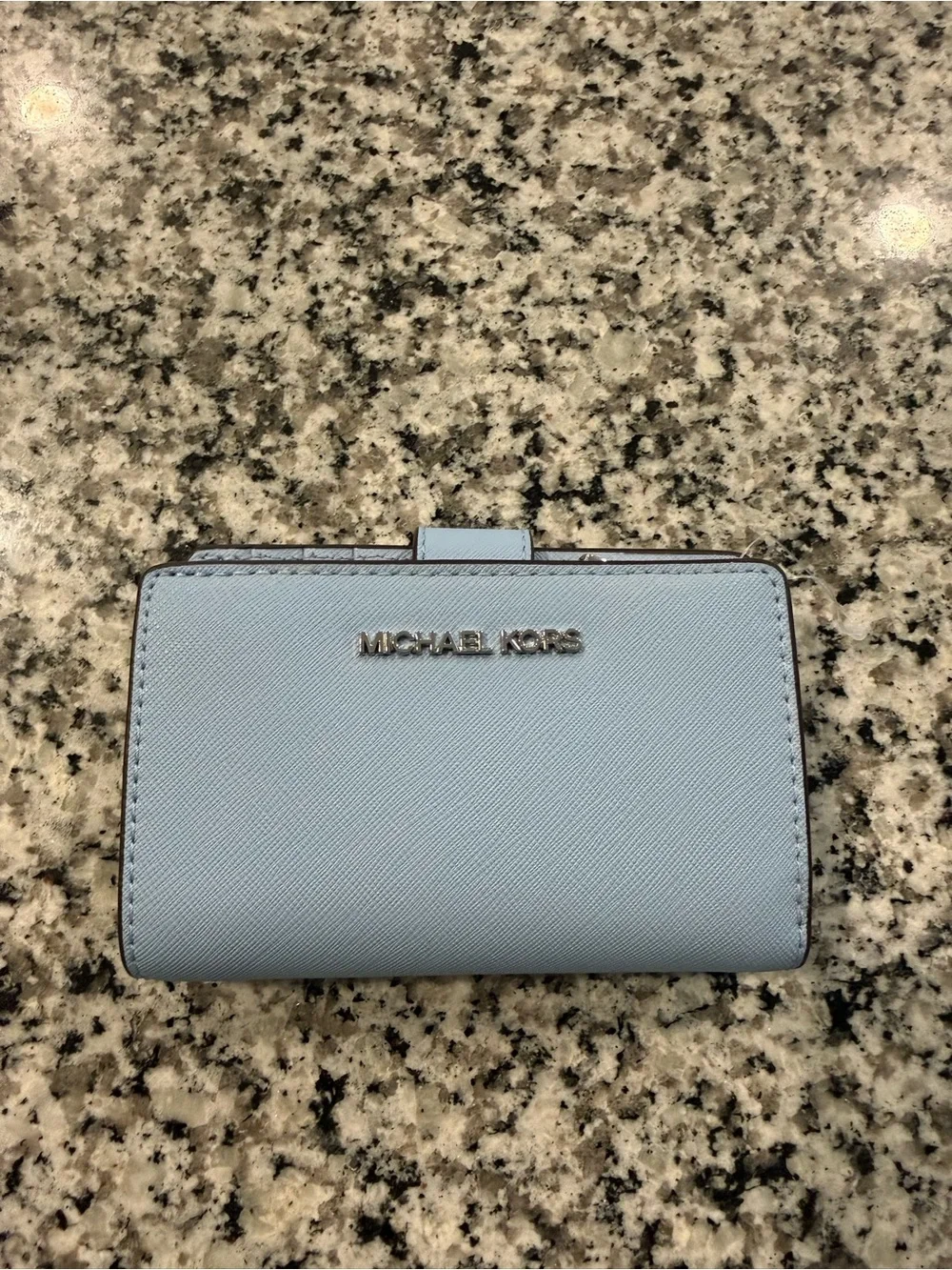 Michael Kors Pale Blue Wallet with Silver Logo